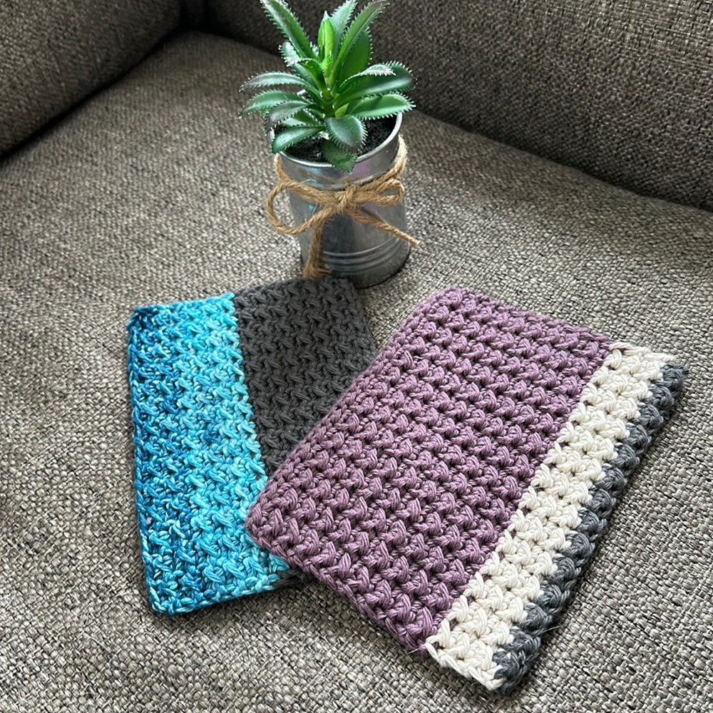 Hand made 100% Cotton WashCloths Dishcloth Spa cloth.  GrannyCore Crochet